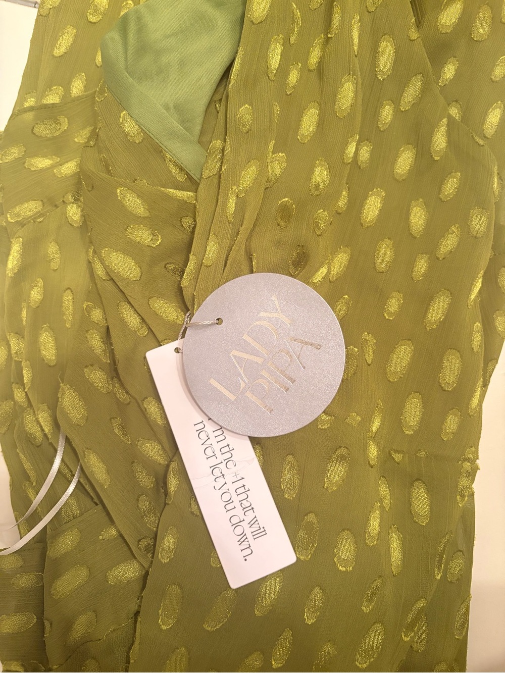 Lady Pipa Florence Olive Oil Green Halter Maxi Dress and Shawl - Picture 3 of 7